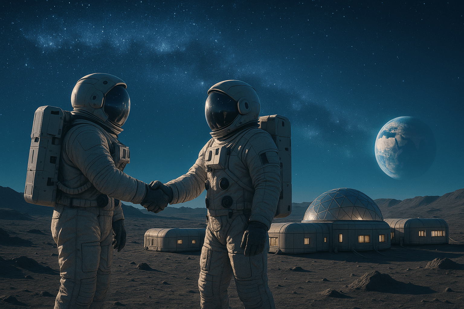 Astronaut Handshake Background